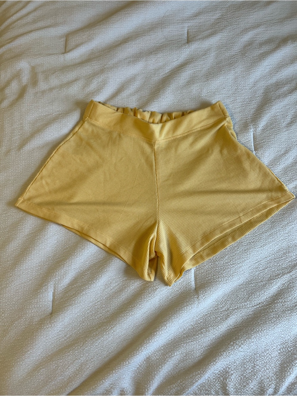 Athleta Sunny Yellow High-Waist Textured Shorts